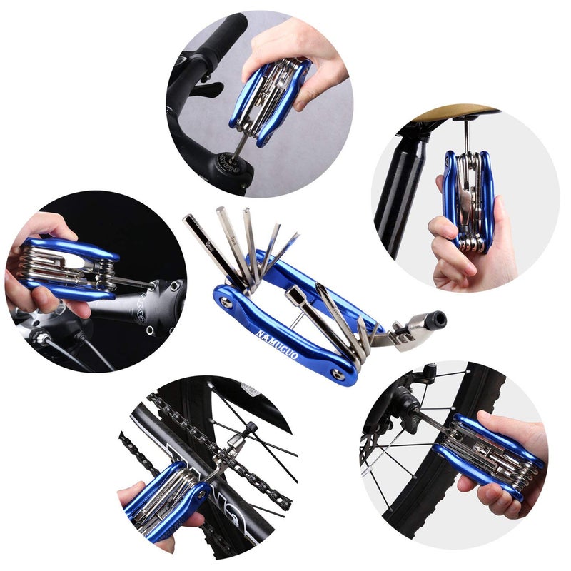 YBEKI 10-in-1 Bike Repair Kit with, 3-in-1 Tire Levers, Glueless Patches, Multifunctional Bone Wrench & Waterproof Saddle Bag | Compact Bicycle Multi-Tool Kit for Emergency Roadside Repairs - Image 2